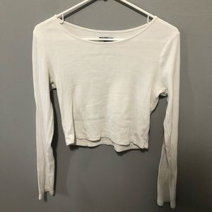 Wild Fable White Cropped Longsleeve Shirt